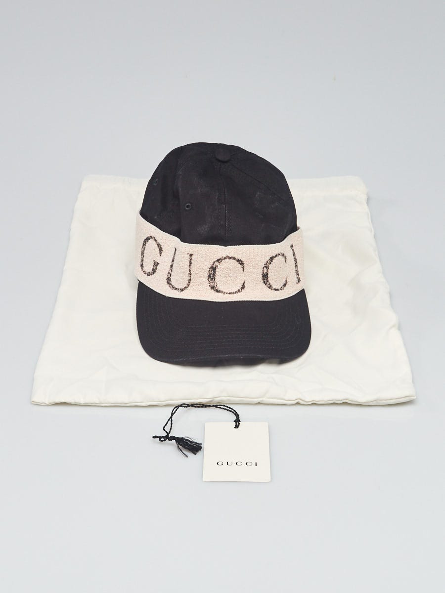 Gucci Black/Beige Canvas Logo Baseball Hat Size M