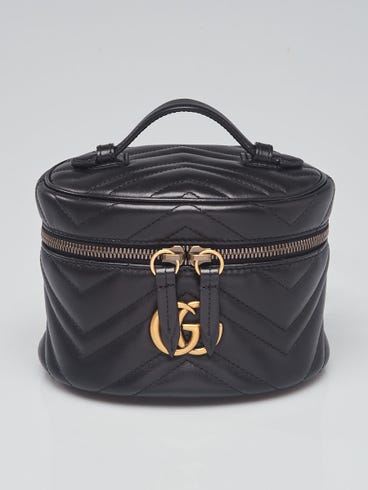 Gucci Black Quilted Leather Marmont Mini Round Backpack Bag