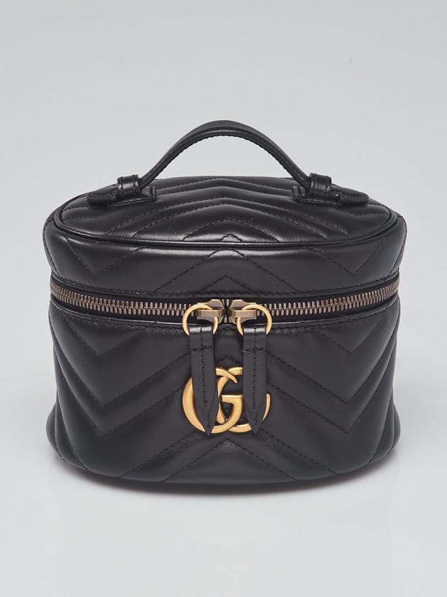 Gucci Black Quilted Leather Marmont Mini Round Backpack Bag