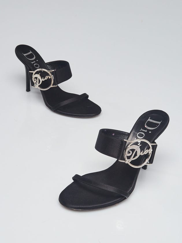 Christian Dior Black Satin Open Toe Sandals Size 6.5/37
