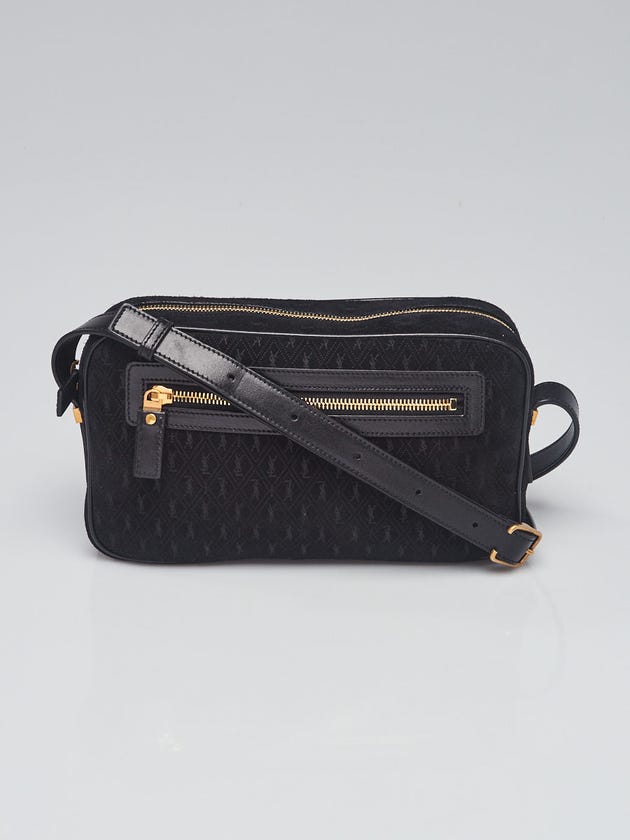 Yves Saint Laurent Black Monogram Suede Camera Bag