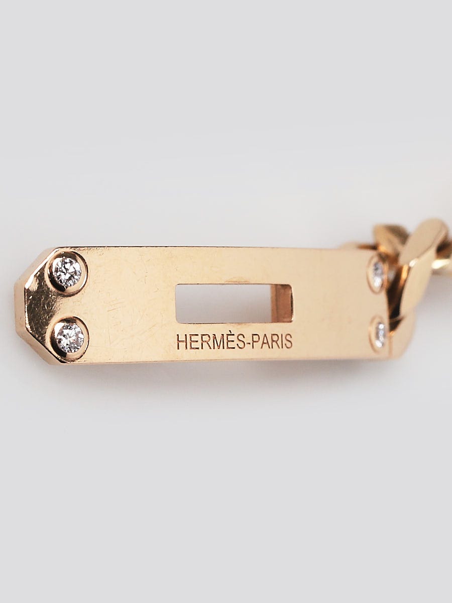 Hermes 18k Rose Gold and Diamond Kelly PM Chain Bracelet - Yoogi's Closet