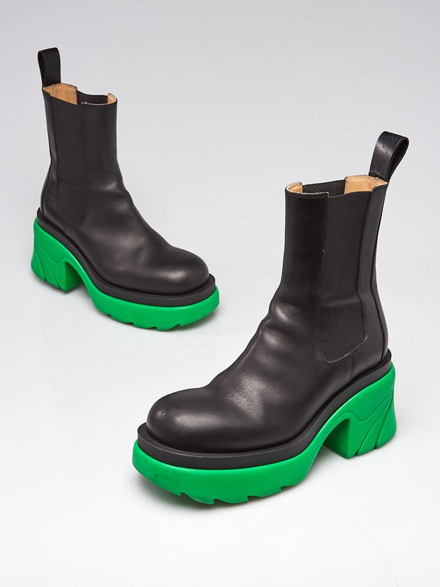 Bottega Veneta Black Grass Leather Flash Boots Size 9/39.5