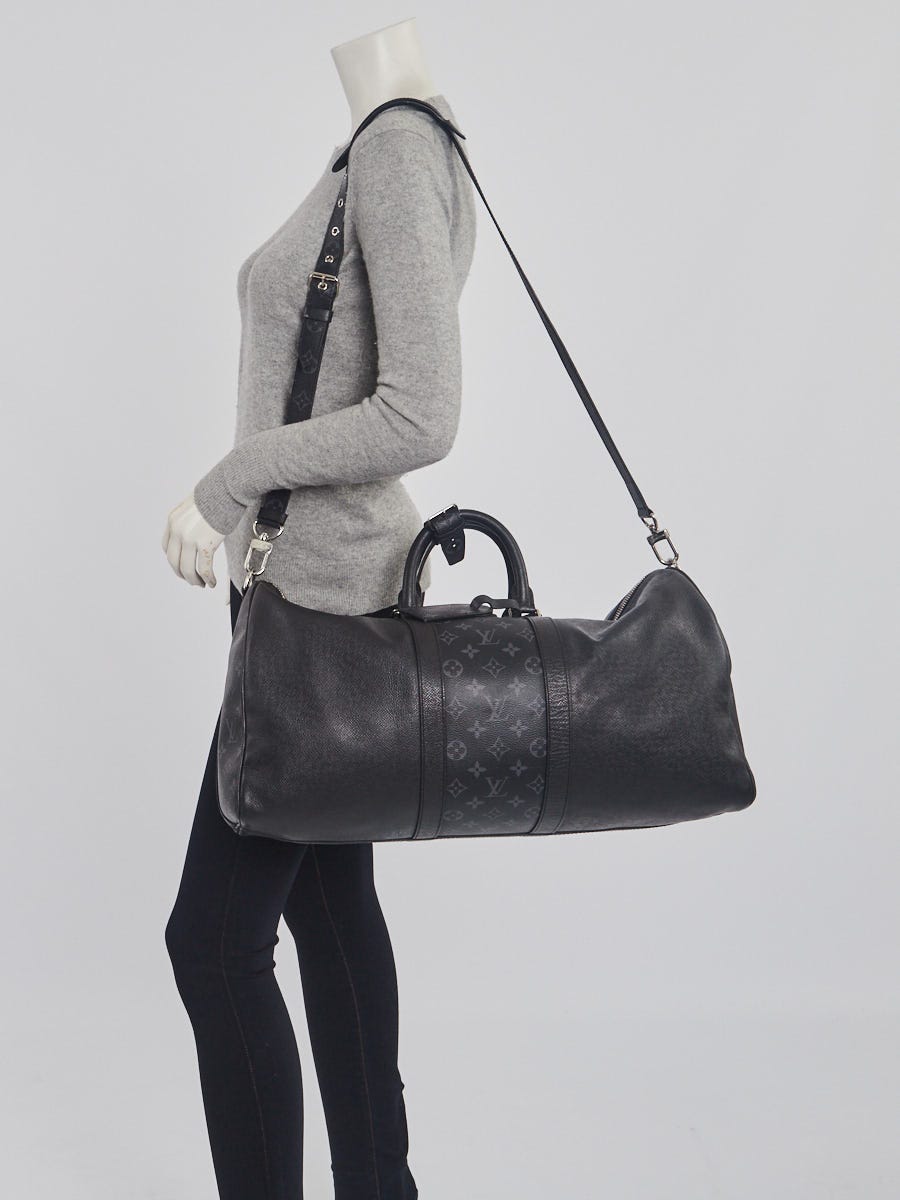 Louis Vuitton Monogram Eclipse and Black Taiga Leather Keepall Bandouliere  50 Bag - Yoogi's Closet