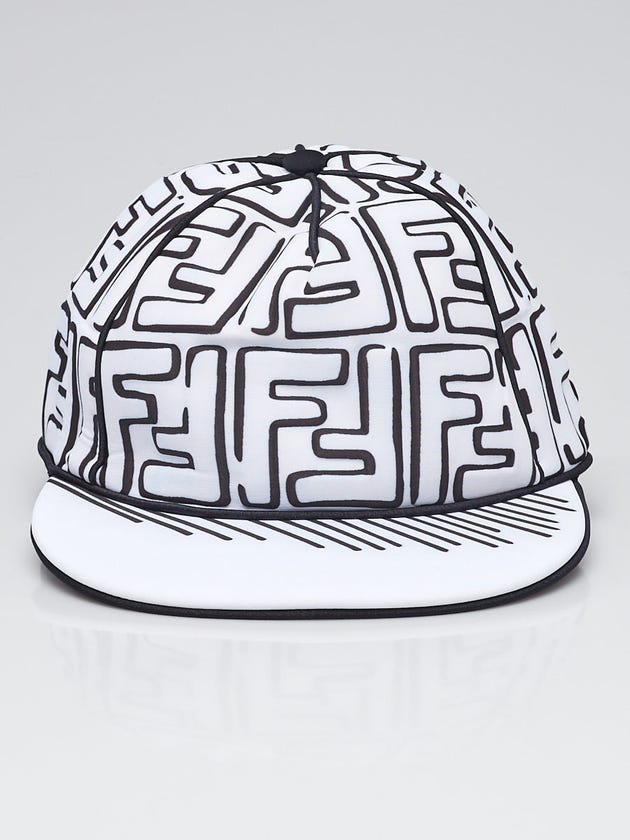 Fendi White/Black Monogram Neoprene Baseball Hat