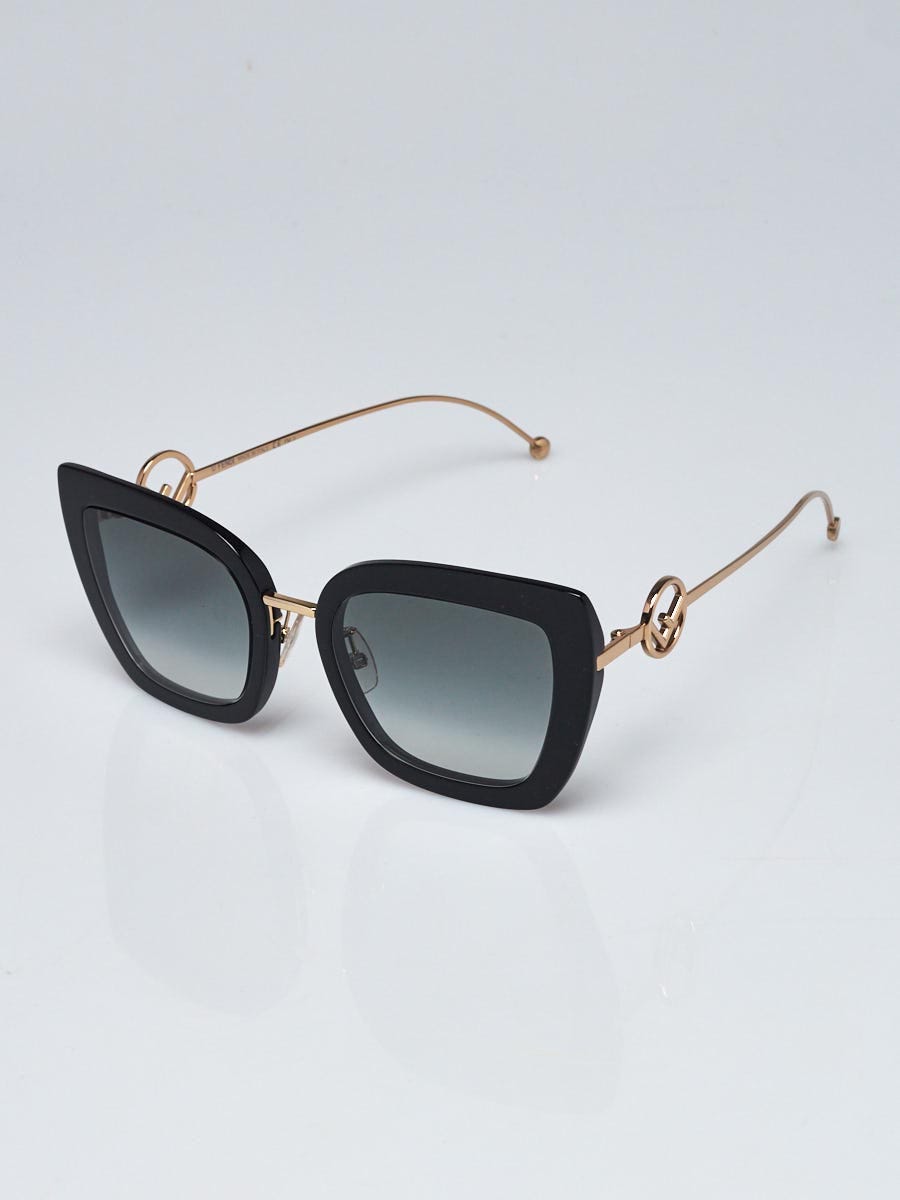 Fendi Oversized F Square Acetate Sunglasses In Black/gray Gradient