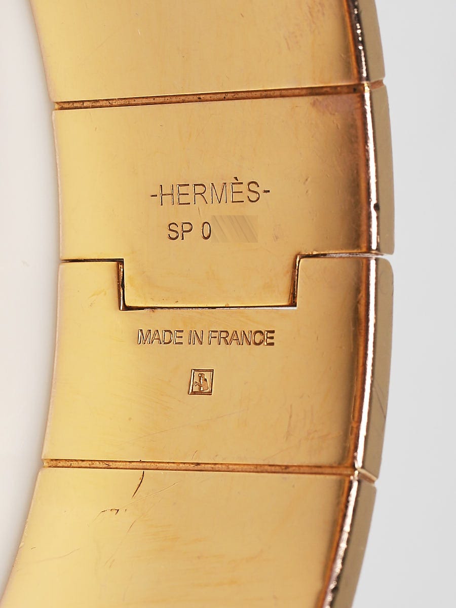 Hermes Pink/Blue Unicorn Print Enamel Gold Plated Charniere Wide