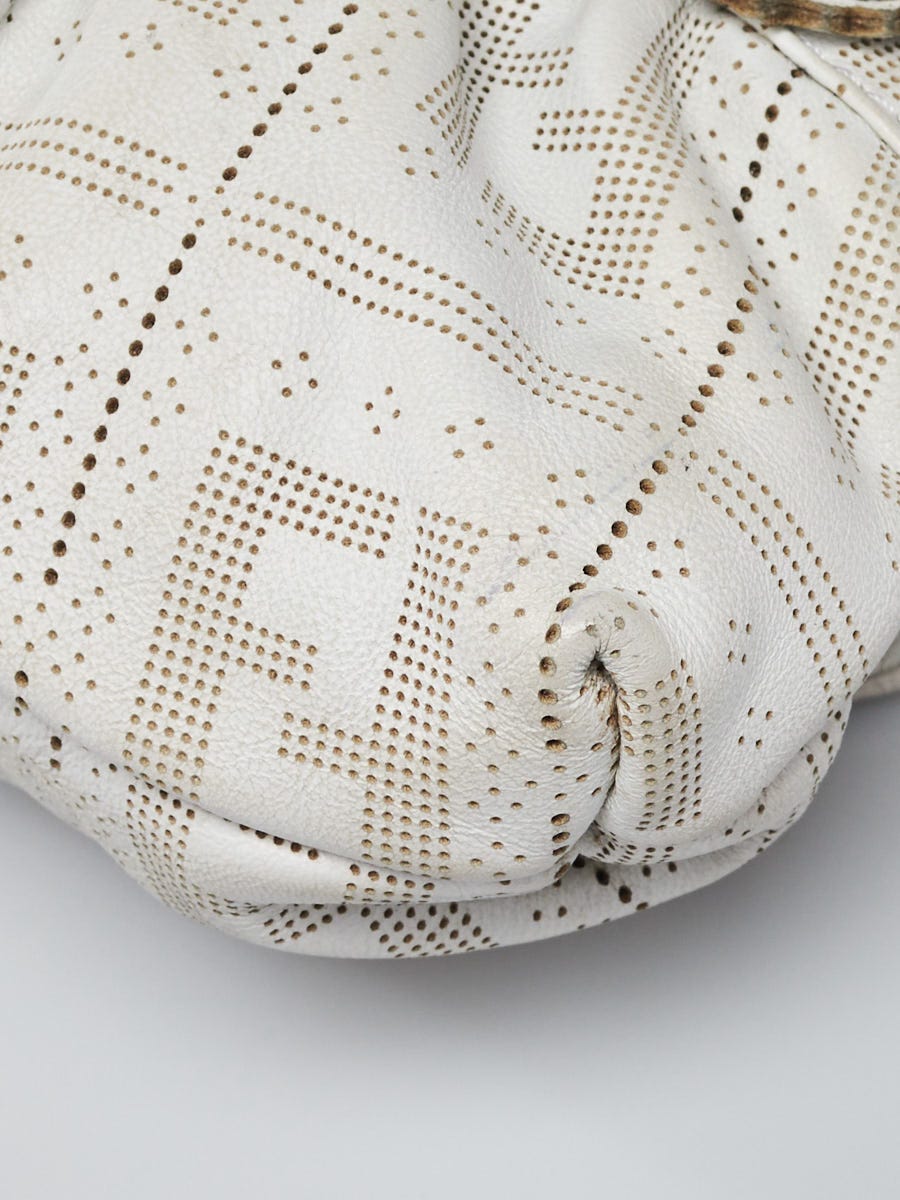 Fendi White Perforated FF Leather Mini Chef Bag - 8BK042 | Yoogi's