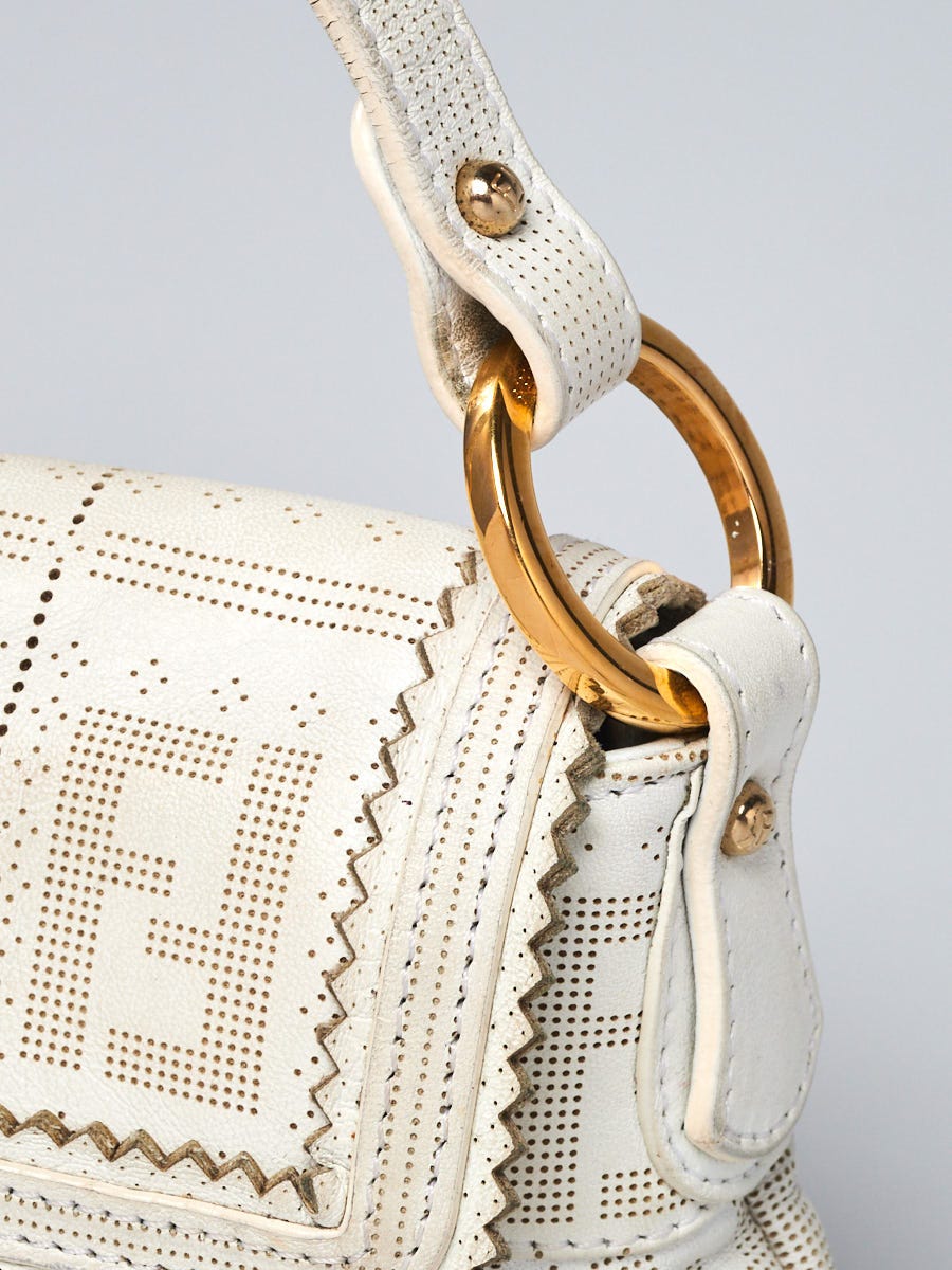 Fendi White Perforated FF Leather Mini Chef Bag - 8BK042 | Yoogi's