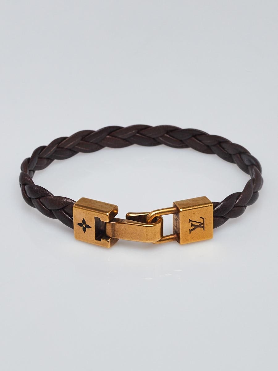 Louis Vuitton Brown Braided Leather Treble Bracelet - Yoogi's Closet