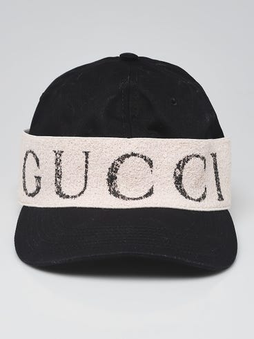 Gucci Black/Beige Canvas Logo Baseball Hat Size M