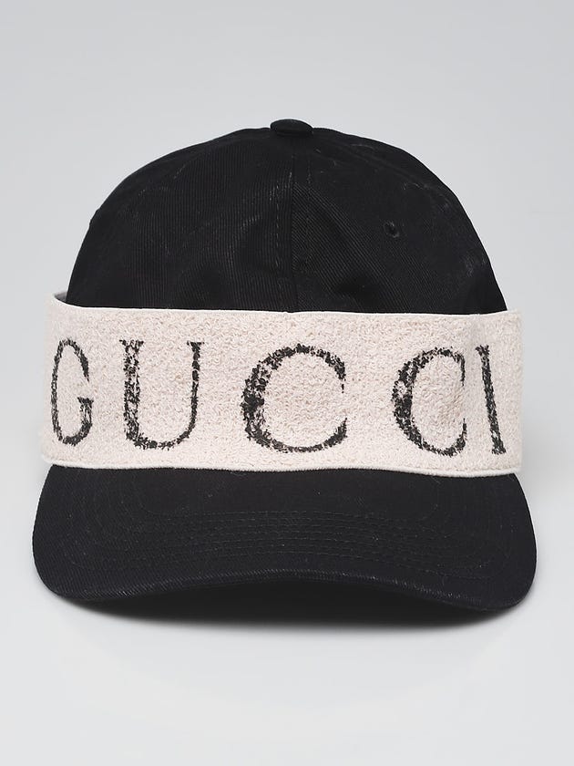 Gucci Black/Beige Canvas Logo Baseball Hat Size M