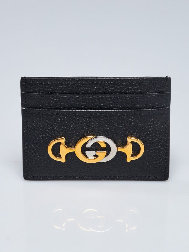 Gucci Black Pebbled Leather Zumi Card Holder
