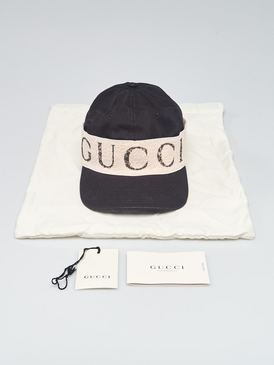Gucci Black/Beige Canvas Logo Baseball Hat Size M