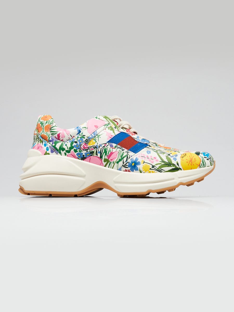 Gucci x Ken Scott White/Multicolor Leather Floral Printed Infinity