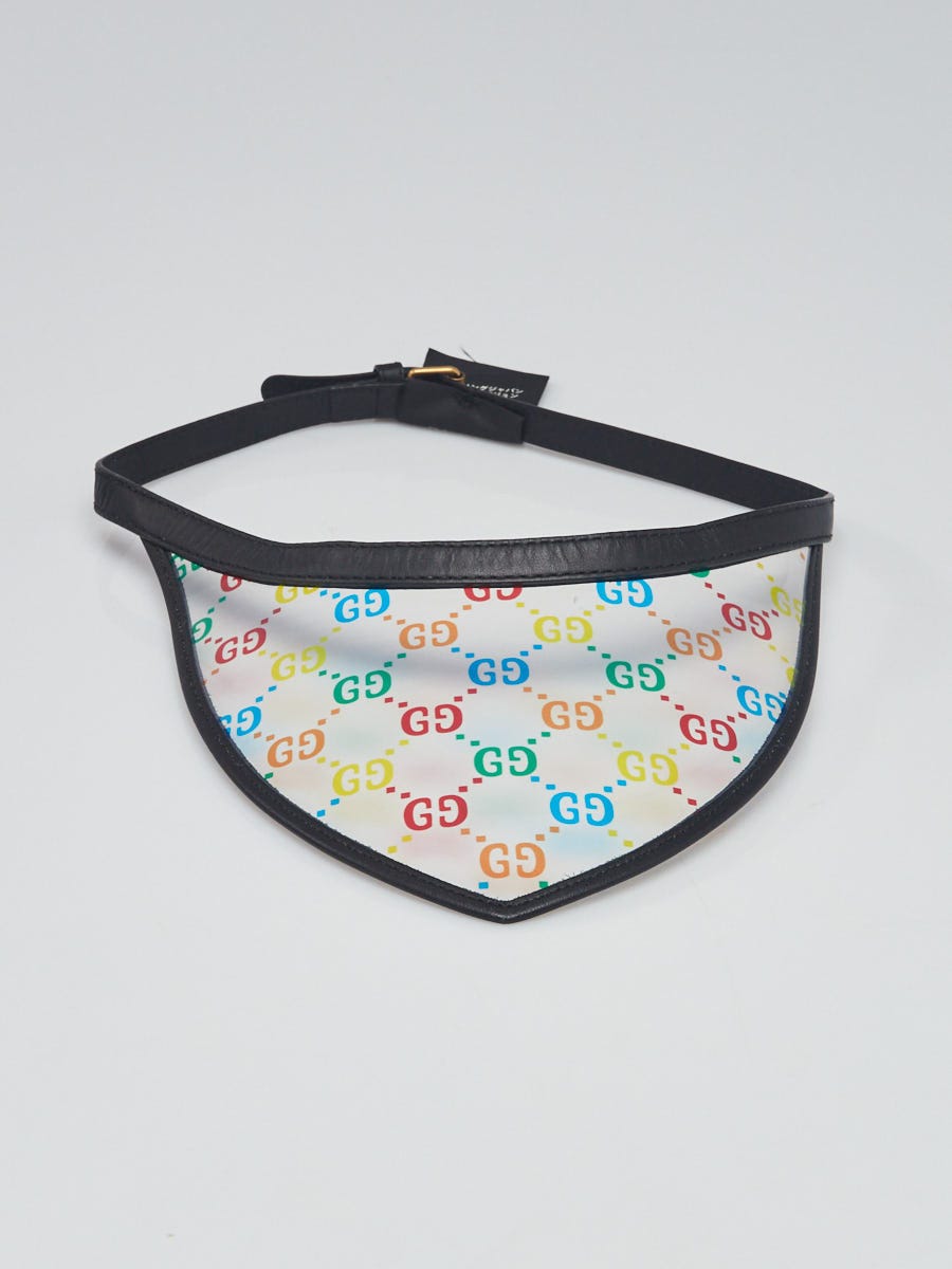 Gucci Black/Multicolor Leather and Plastic Visor Size S