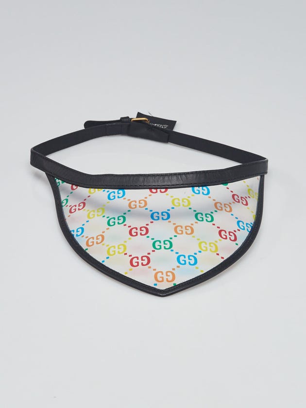 Gucci Black/Multicolor Leather and Plastic Visor Size S