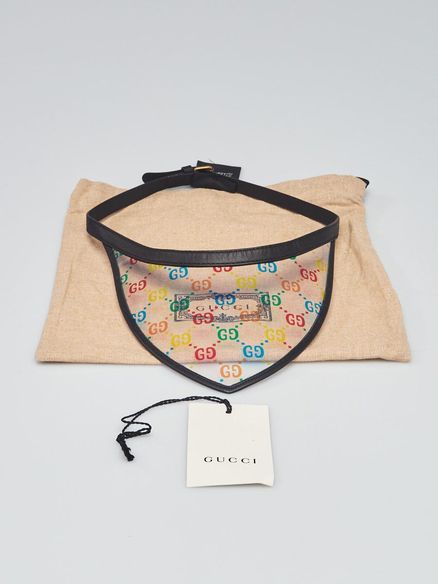 Gucci Black/Multicolor Leather and Plastic Visor Size S