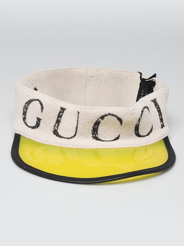 Gucci White/Yellow Elastic Headband Visor Size L