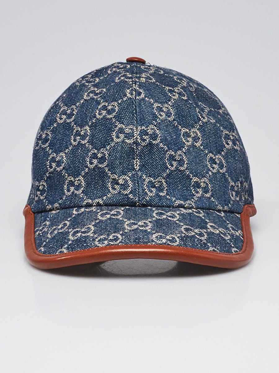 Authentic GUCCI Cap Hat Baseball Denim Blue Size M 58cm