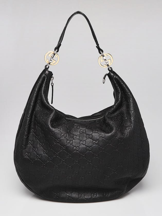 Gucci Black Guccissima Leather Twins Large Hobo Bag