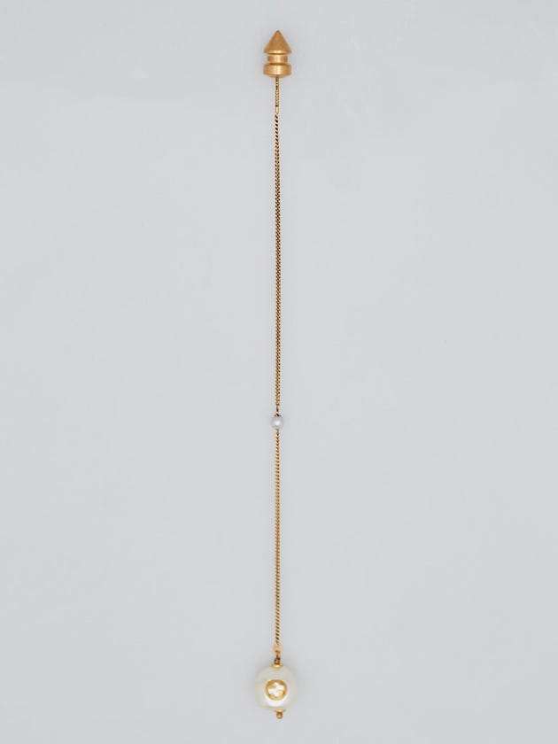 Gucci Goldtone Metal Faux Pearl Drop Single Earring