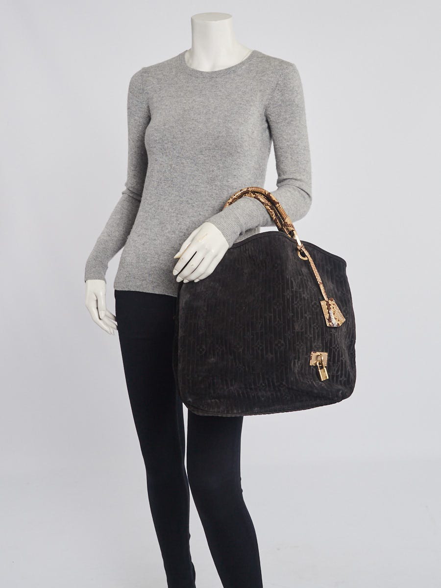 Louis Vuitton Limited Edition Kohl Monogram Embossed Suede Whisper GM Bag