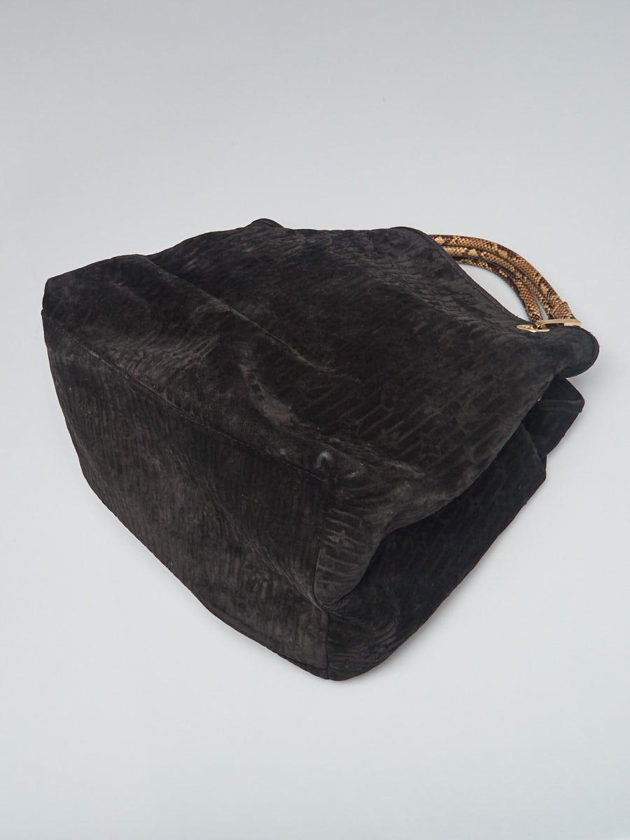 Louis Vuitton Grey Black Monogram Embossed Suede Limited Edition Kohl Whisper PM Bag
