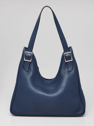 32cm Bleu de Prusse Clemence Leather Massai Cut Bag