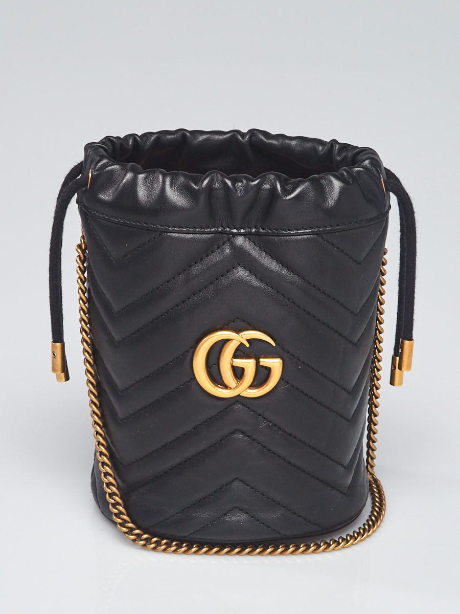 Gucci Black Quilted Leather Marmont GG Mini Bucket Crossbody Bag - Yoogi's  Closet