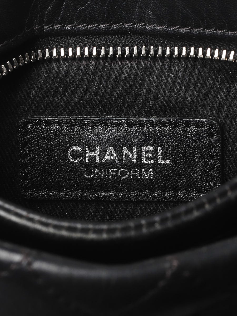Chanel Black Distressed Calfskin Quilted Uniform Crossbody Bag