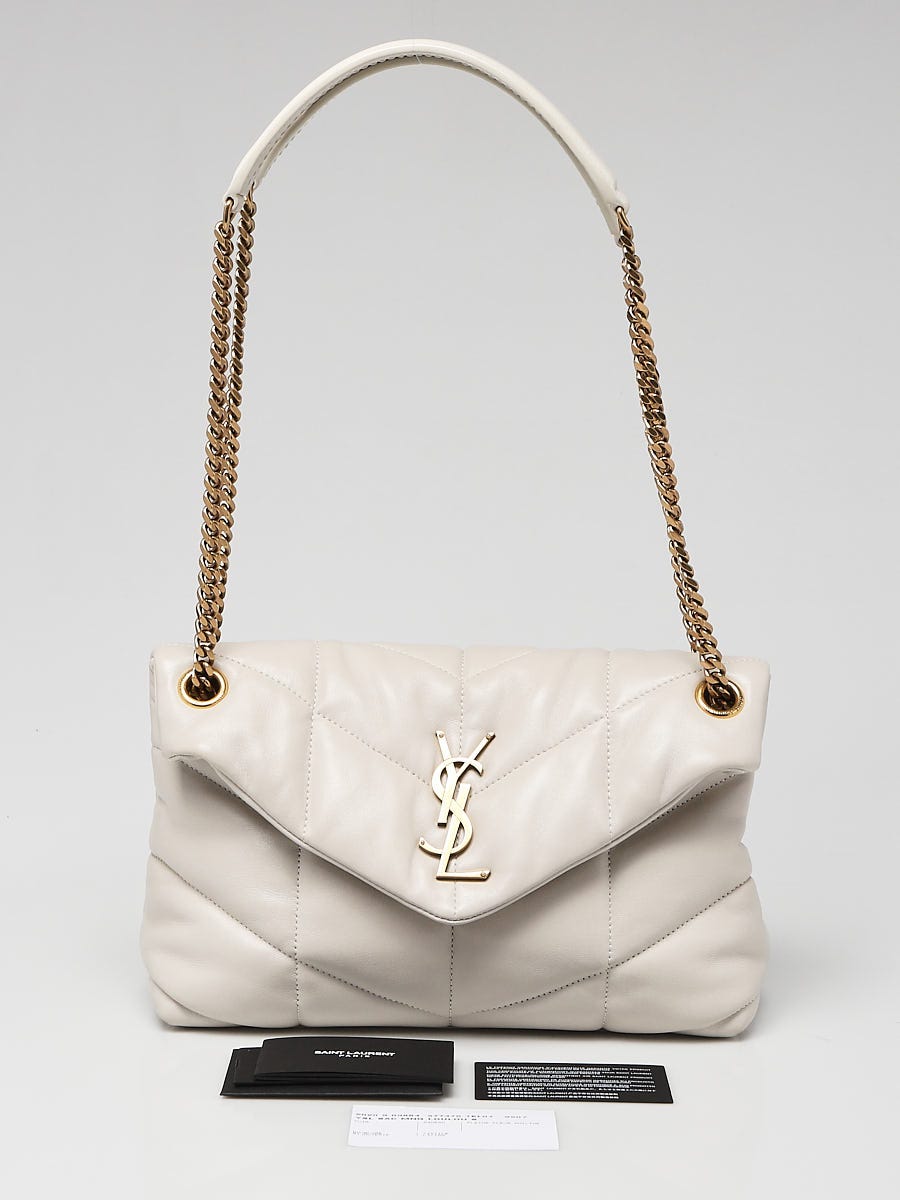 Yves Saint Laurent White Quilted Lambskin Leather Small LouLou Puffer Bag -  Yoogi's Closet