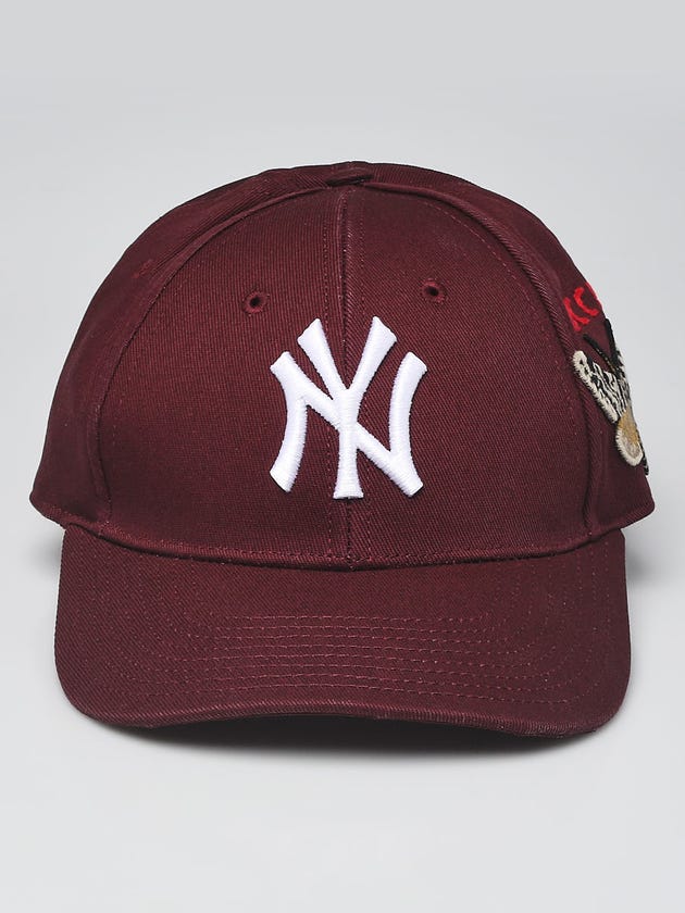 Gucci Burgundy Cotton NY Yankees Baseball Hat Size 57-61