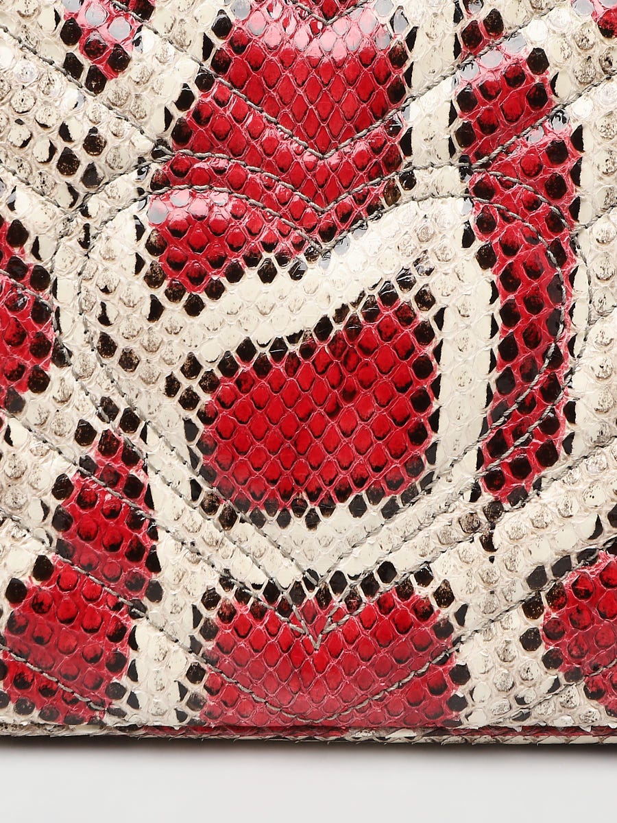 Gucci Red/Brown Python Marmont Small Matelasse Shoulder Bag Gucci Red/Brown Python Marmont Small Matelasse Shoulder Bag