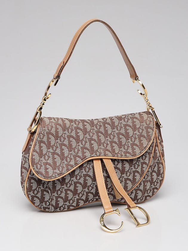 Christian Dior Brown Oblique Canvas Double Saddle Bag