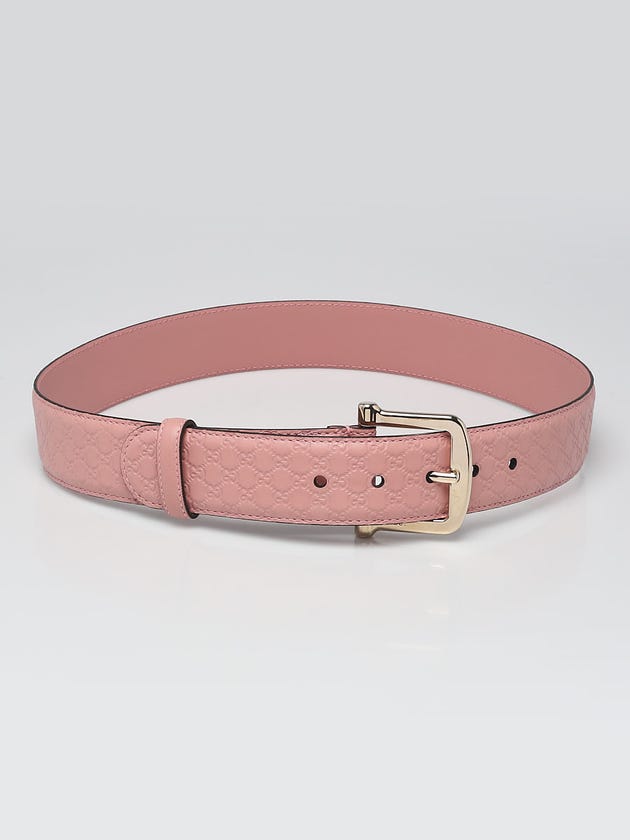 Gucci Light Pink Leather Micro Guccissima Embossed Belt Size 85/34