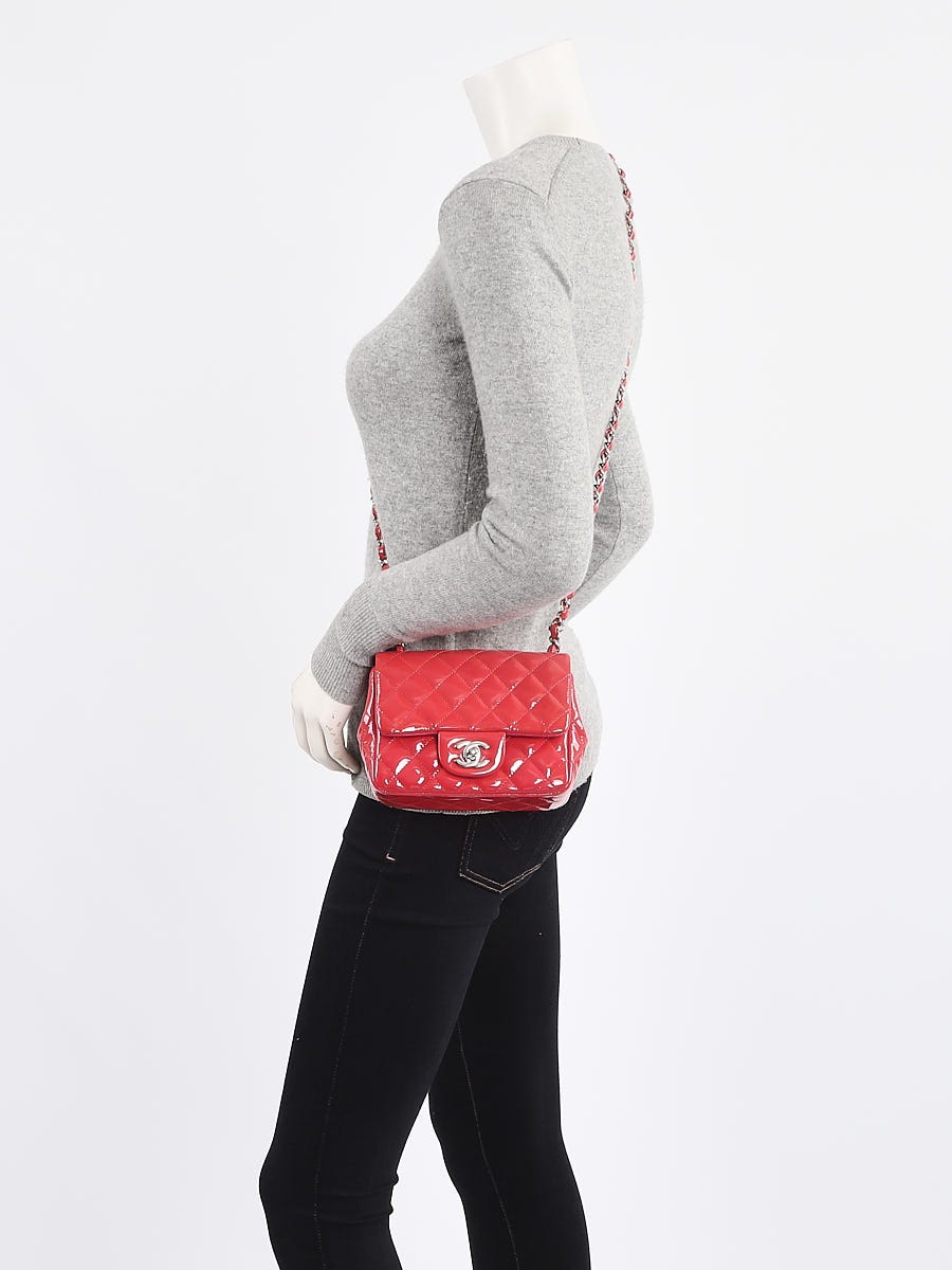 Chanel Pink Quilted Patent Leather Classic Square Mini Flap Bag