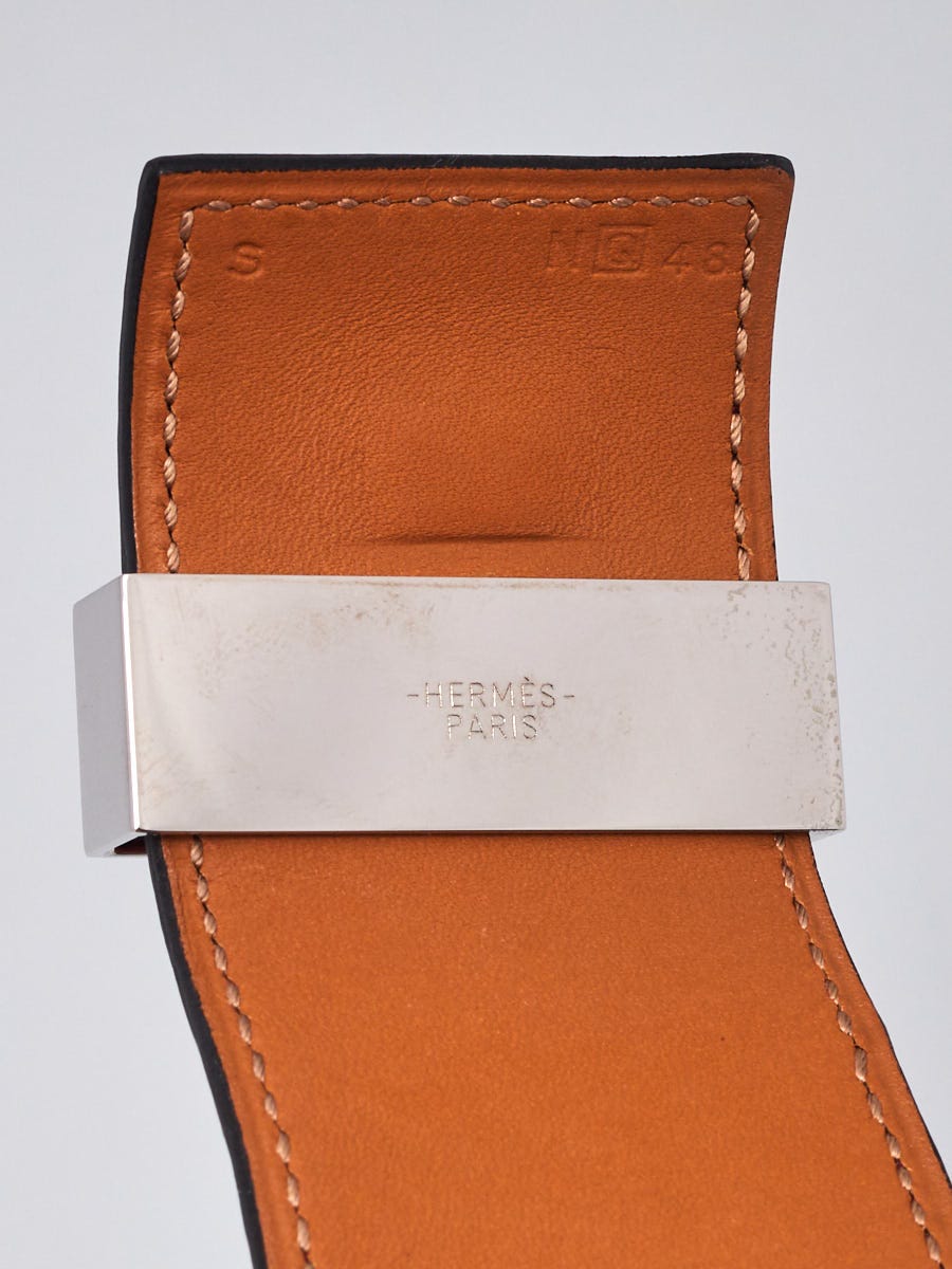 Hermes Rouge H Shiny Lisse Alligator Palladium Plated Collier de