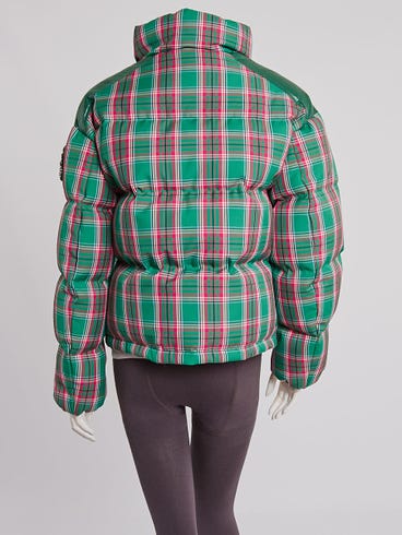 Moncler Pink/Green Plaid Polyester Quilted Down Puffer Jacket Size 1/S | Yoogi's Closet Moncler Pink/Green Plaid Polyester Quilted Down Puffer Jacket Size 1/S | Yoogi's Closet