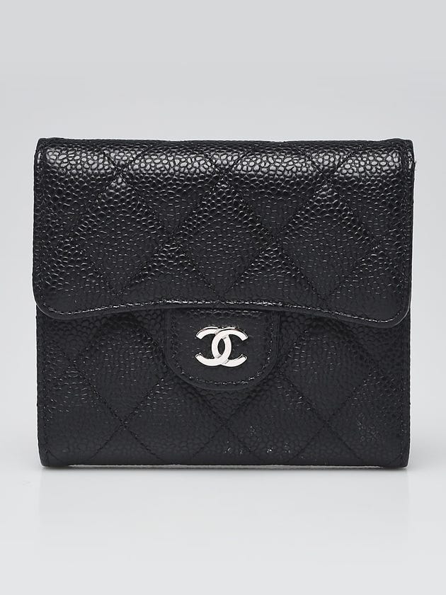Chanel Black Quilted Caviar Leather Classic Small Flap Wallet