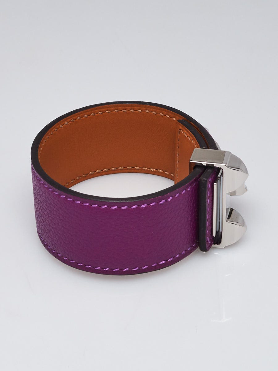 Hermes Kelly Double Tour Bracelet Leather in Anemone/Purple Gold Hardware