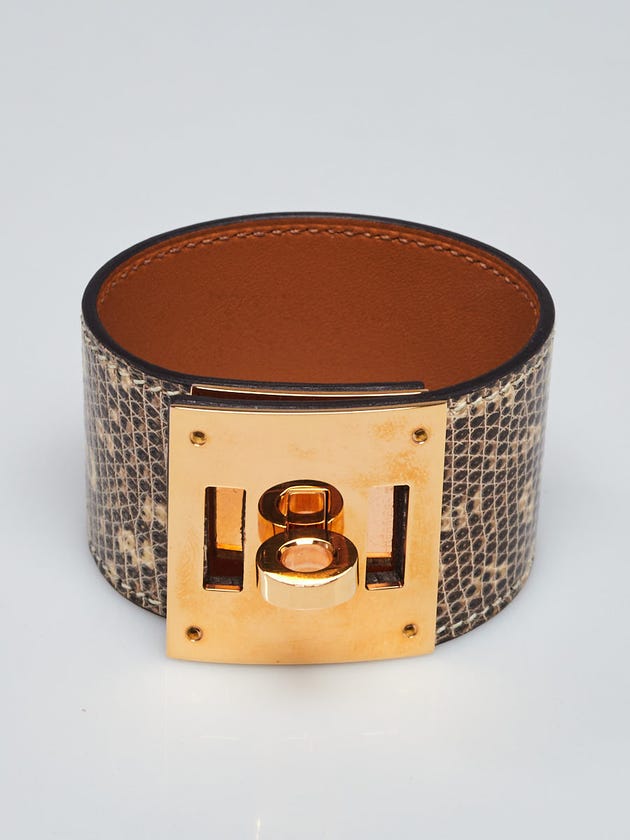 Hermes Natura Lizard Gold Plated Kelly Dog Bracelet
