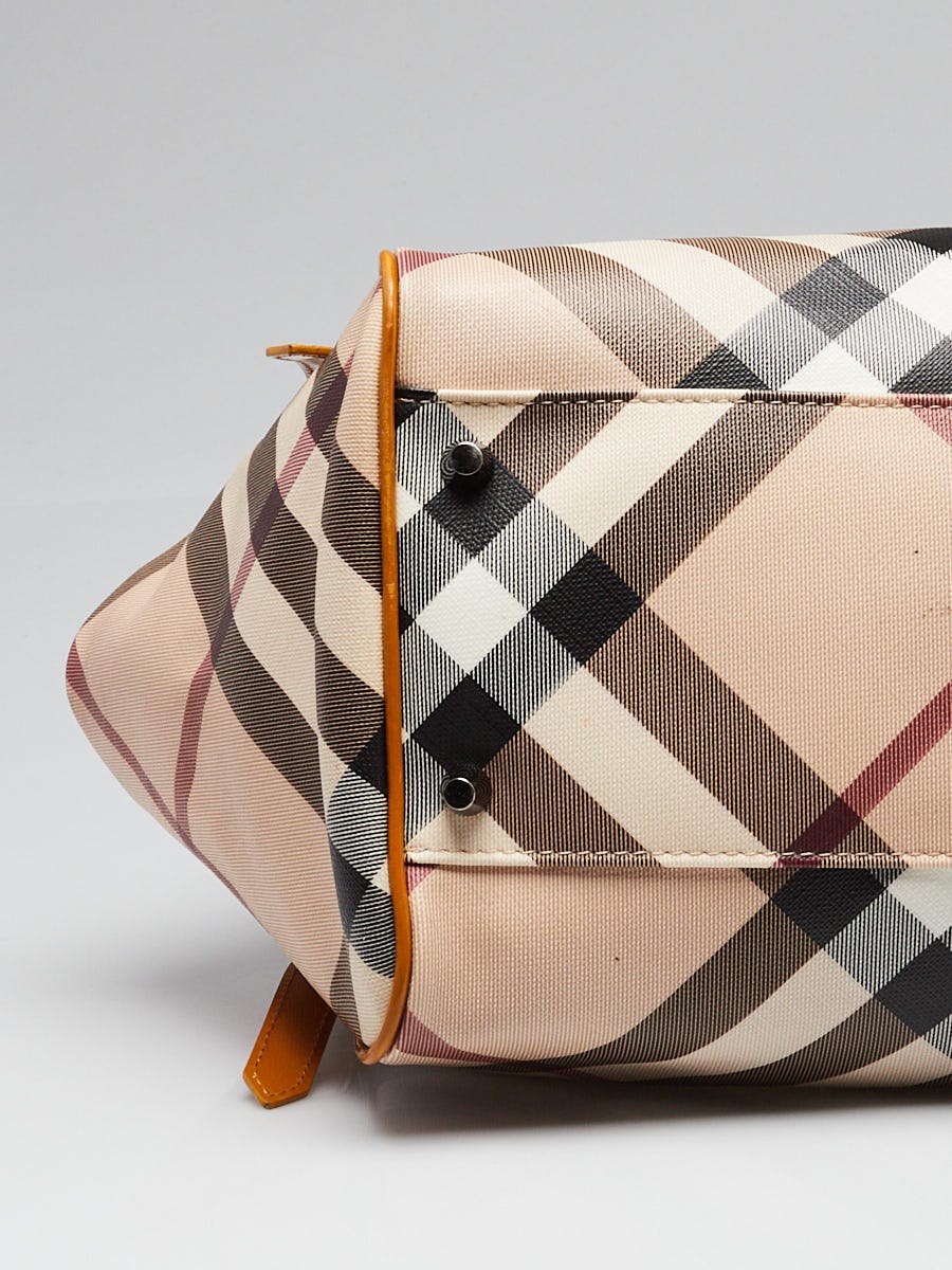 Burberry Yellow Patent Leather Nova Check Coated Canvas Small Burberry Yellow Patent Leather Nova Check Coated Canvas Small