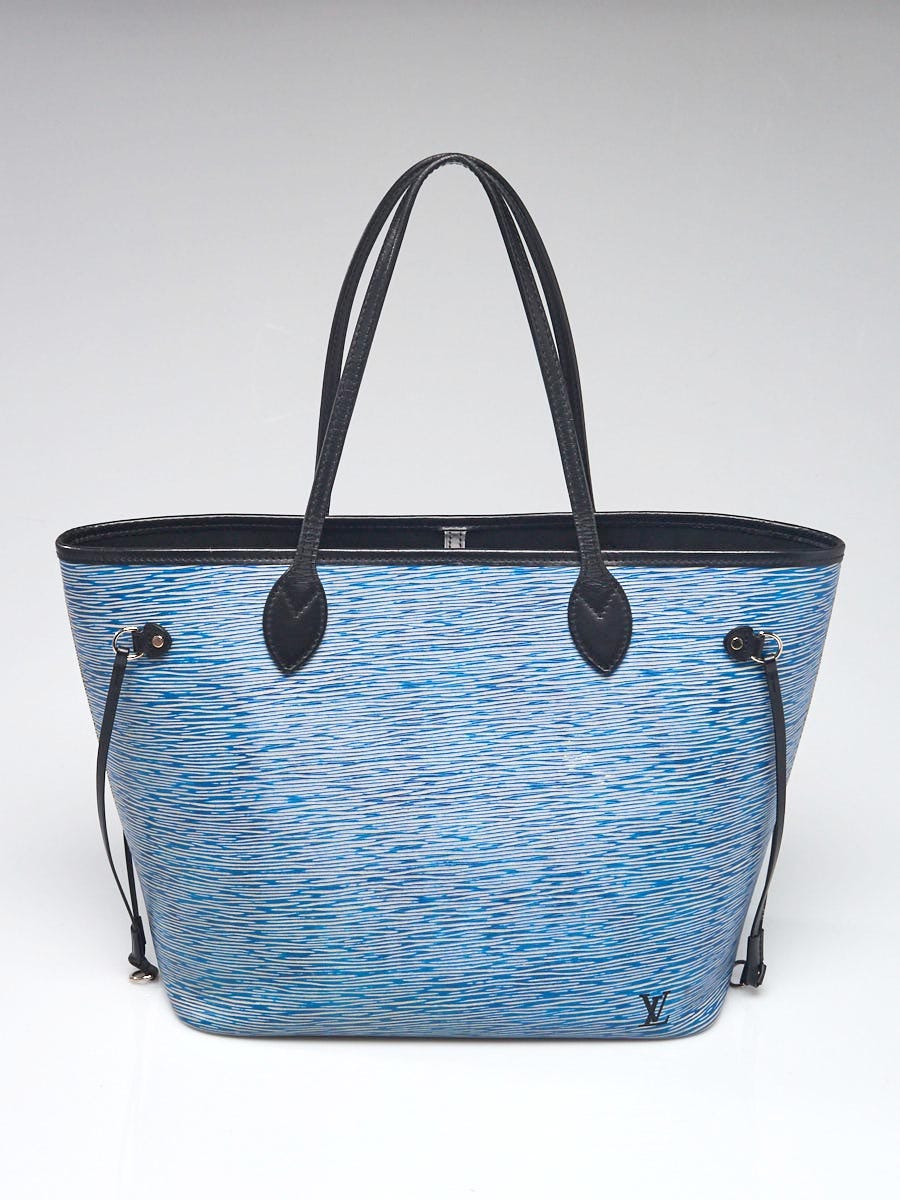 Louis Vuitton Neverfull MM Epi Leather Denim Blue Tote Bag w/Pouch