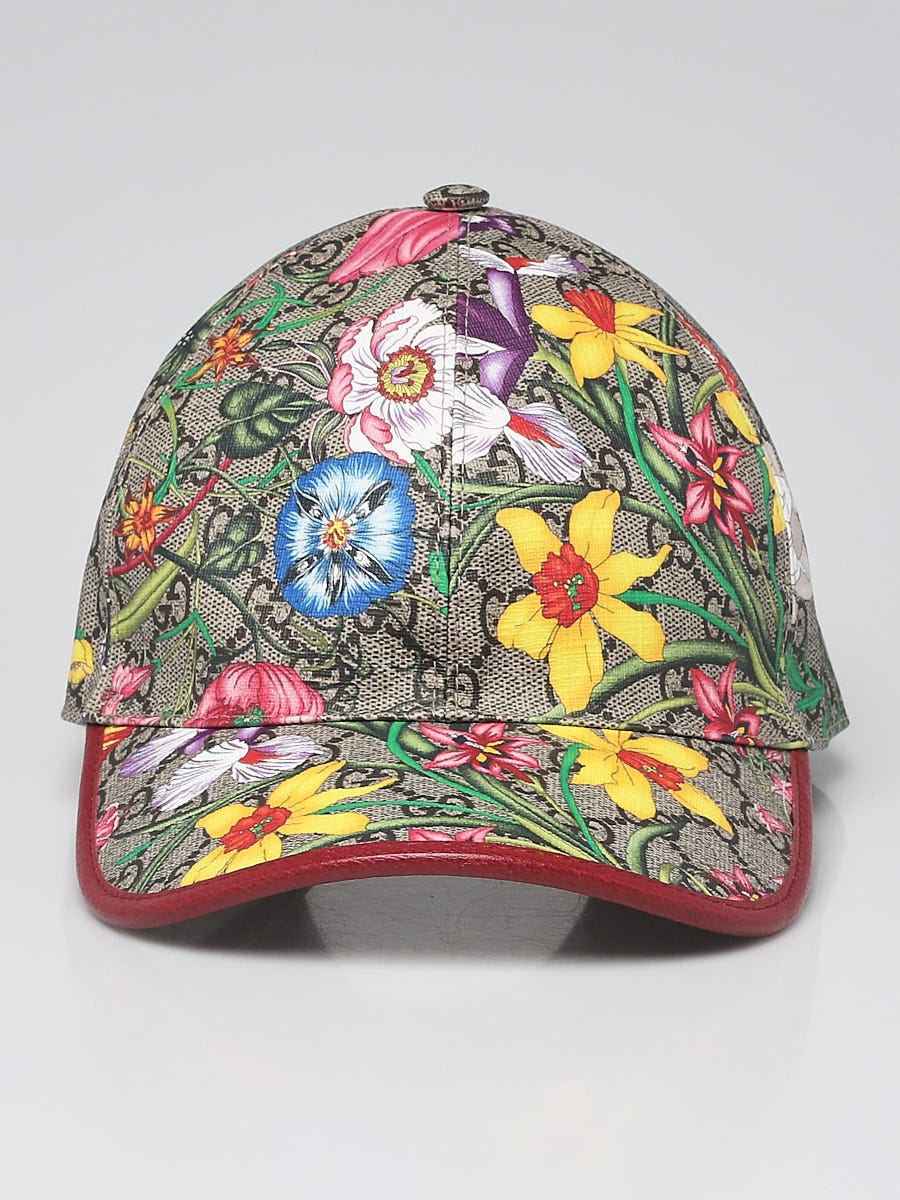 Gucci Beige/Ebony GG Coated Canvas Floral Print Baseball Hat Size - Yoogi's Closet