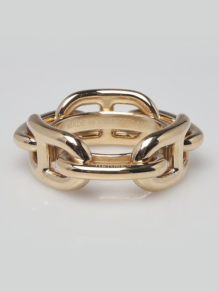 Hermes Silver Permabrass Chain D'Ancre Scarf Ring - Yoogi's Closet