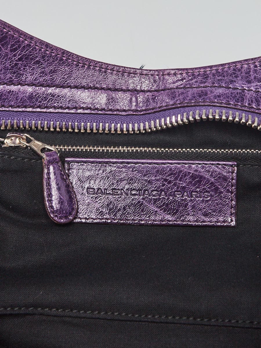 Balenciaga Violet Lambskin Leather Giant 21 Silver Motorcycle City