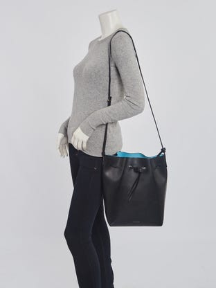 Mansur Gavriel Black/Oro Leather Mini Backpack Bag - Yoogi's Closet