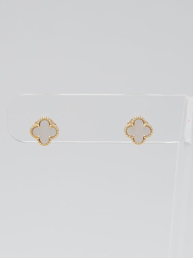 Van Cleef & Arpels 18k Yellow Gold and Mother of Pearl Sweet Alhambra Mini Ear Studs
