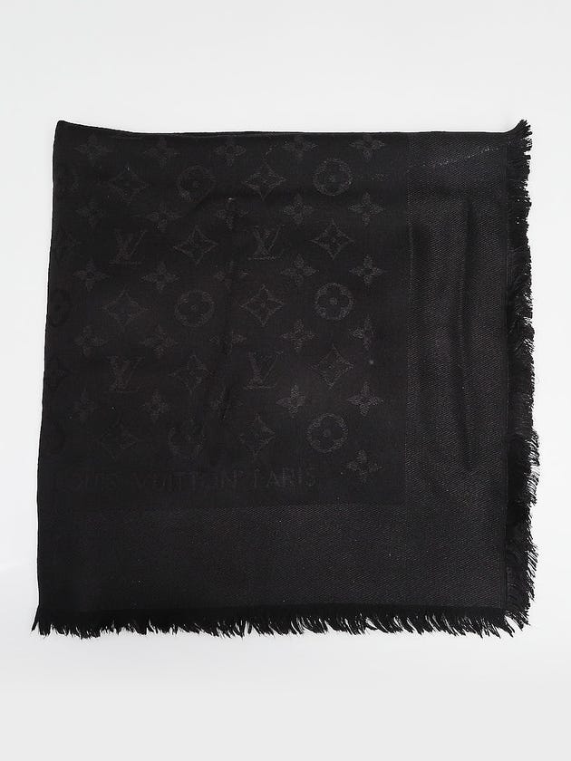 Louis Vuitton Black Monogram Silk/Wool Shawl Scarf